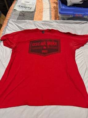 Oscar Mike Big Badge Graphic Tee Red T-Shirt